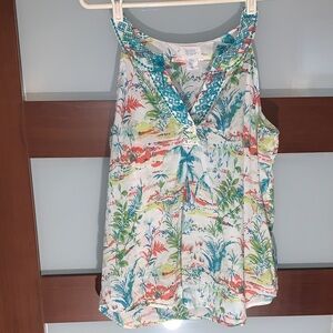 Sigrid Olsen Multicolor Tropical Tank Top Size Medium